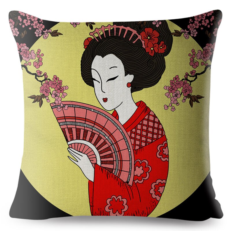 Housse Coussin Japonais<Br/ > Poupee Geisha