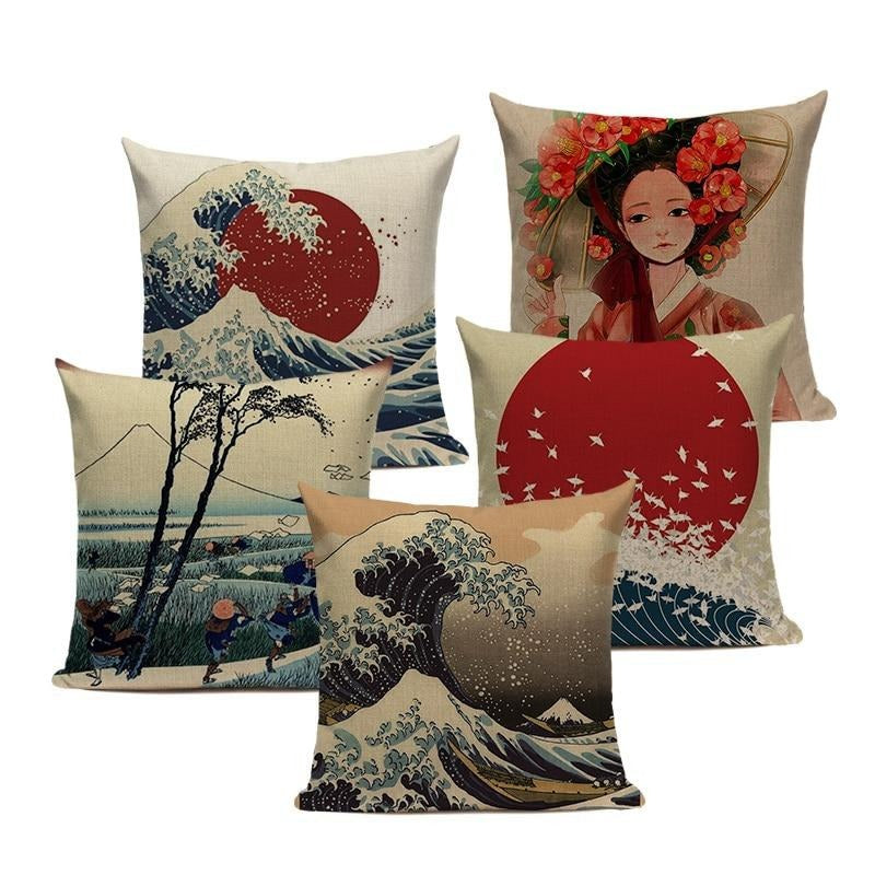 Housse De Coussin Style Japonais Folklore