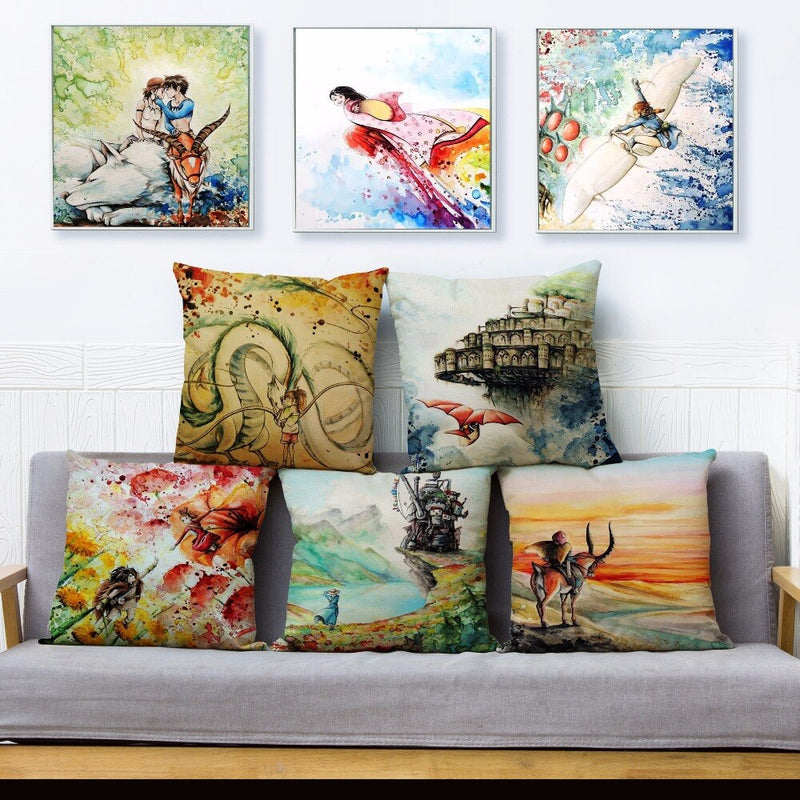 Housse Coussin Motif Estampes Manga
