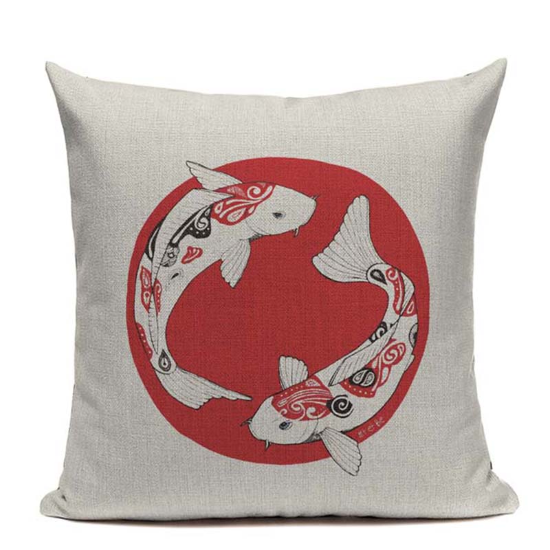 Housse Coussin Japonais Dessin Antique