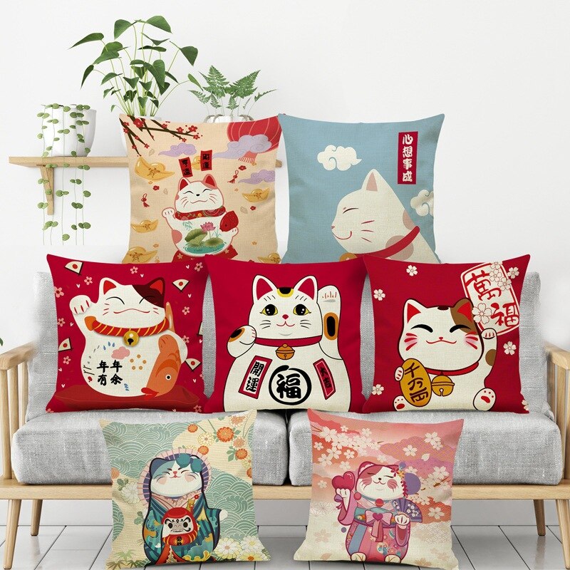 Coussin Japonais Traditionnel Chat