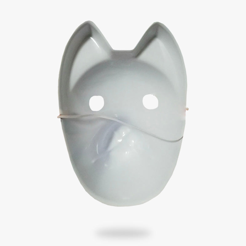 Masque festival matsuri de couleur blanche. Masque kitsune en forme de tête de renard