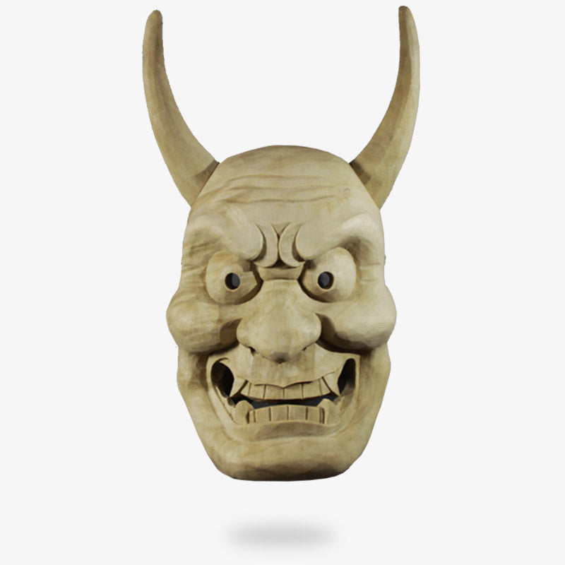 Ce masque theatre Demon est un oni japonais avec des cornes et des dents et des crocs