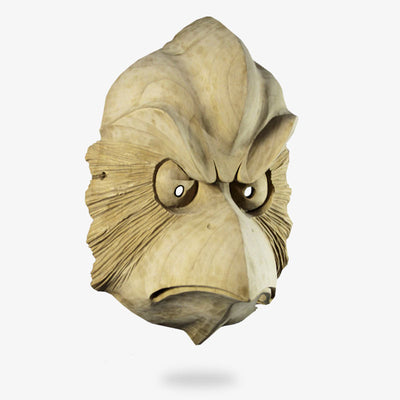 Ce masque de no est en bois. C est un masque japonais qui représente un visage d'oiseau japonais: le démon Tengu
