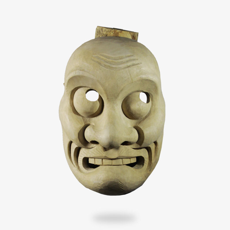 Ce masque du No est un visage de vieil homme qui fait la grimace