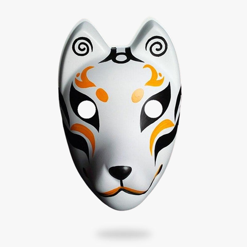 Le masque festival japonais a une forme de renard. C'est un masque kistune avec des peintures acryliques
