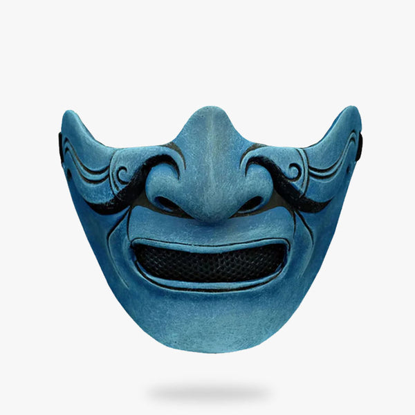 LE samourai masque est un visage de fantôme japonais bleu