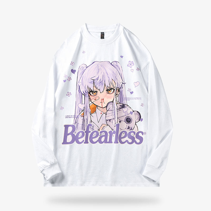 Ce pull japonais est un sweat manga avec une fille imprimé sur le coton