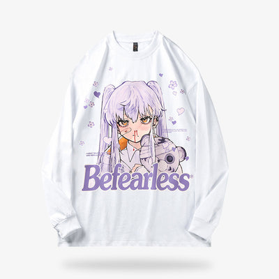 Ce pull japonais est un sweat manga avec une fille imprimé sur le coton