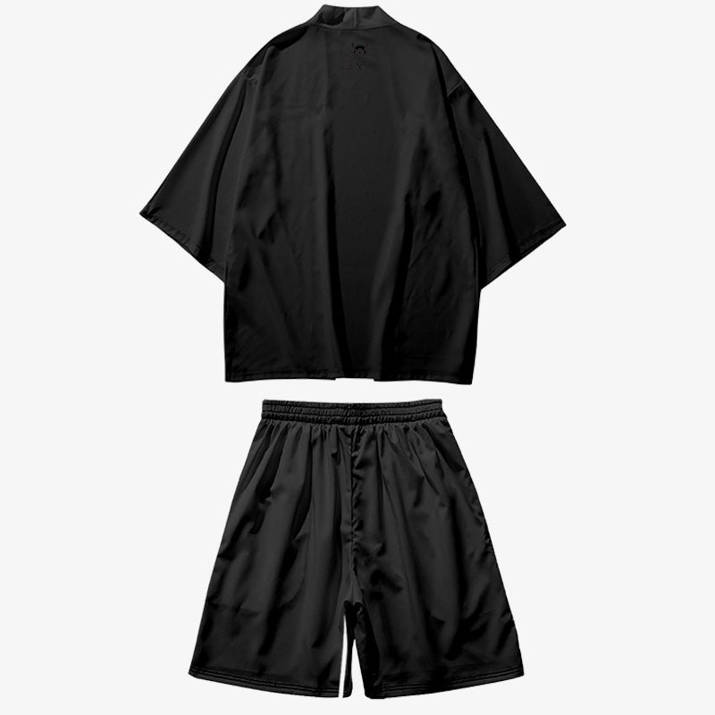 Ensemble kimono short et veste kimono noir du Japon