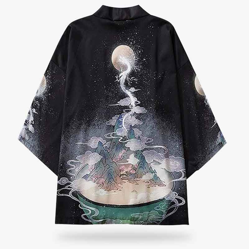 Kimono Haori yume yukata avec un motif de dragon japonais