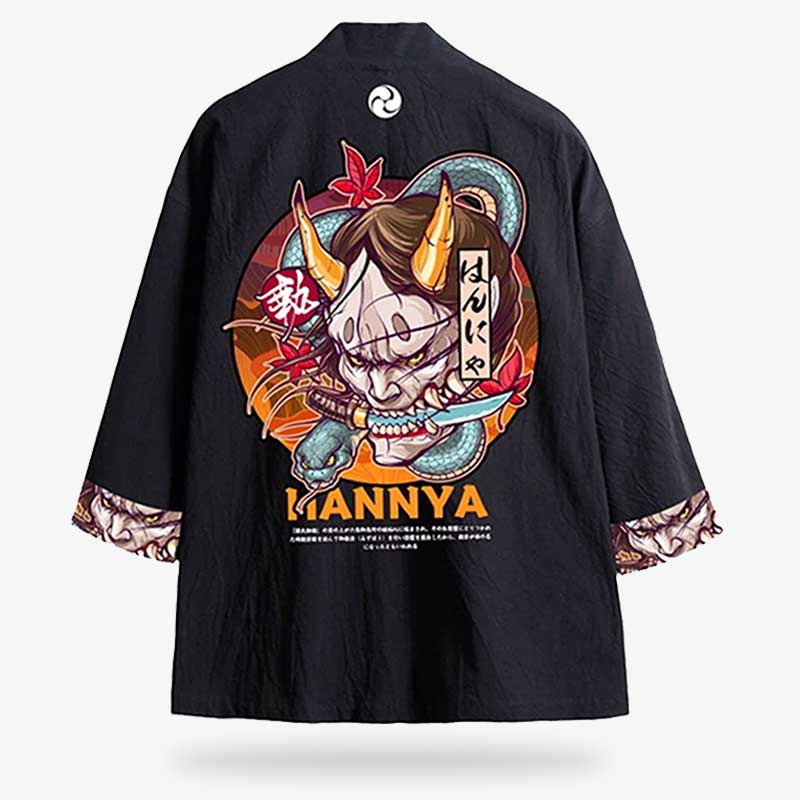 Achetez cette veste haori kimono au patterne de démon japonais Hannya
