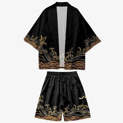 Gros plan sur le tissu du haori vague japonaise