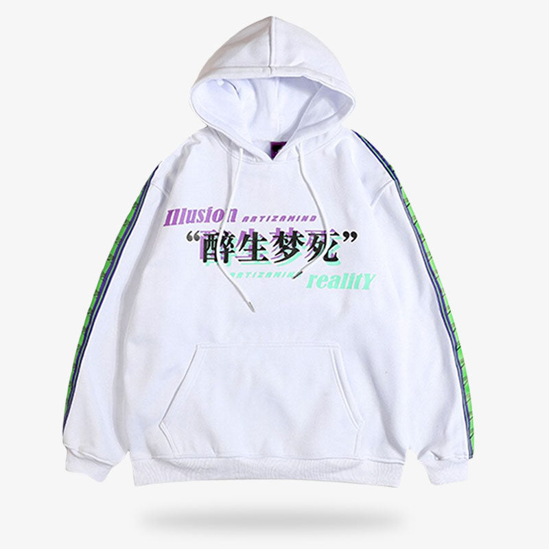 Un sweat hoodie kanji de couleur noir avec des inscriptions