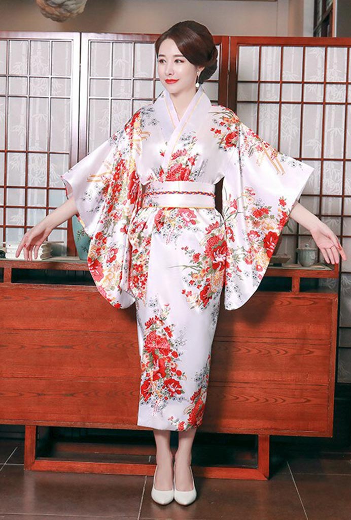 Kimono Long Blanc Femme