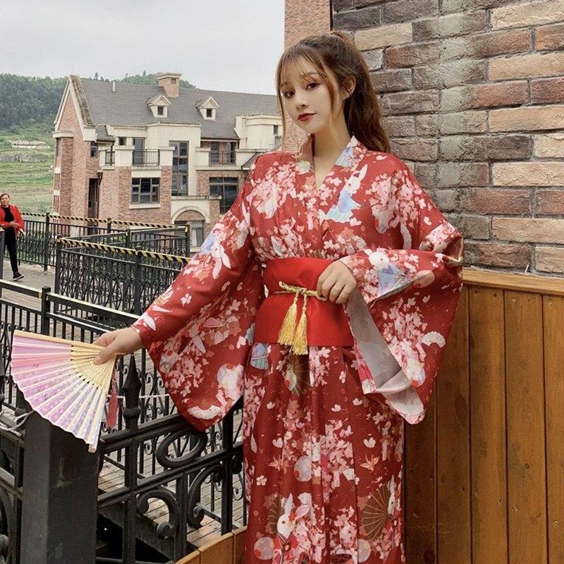 Robe Japonaise Rouge Kimono Femme Rouge Shogun Japon