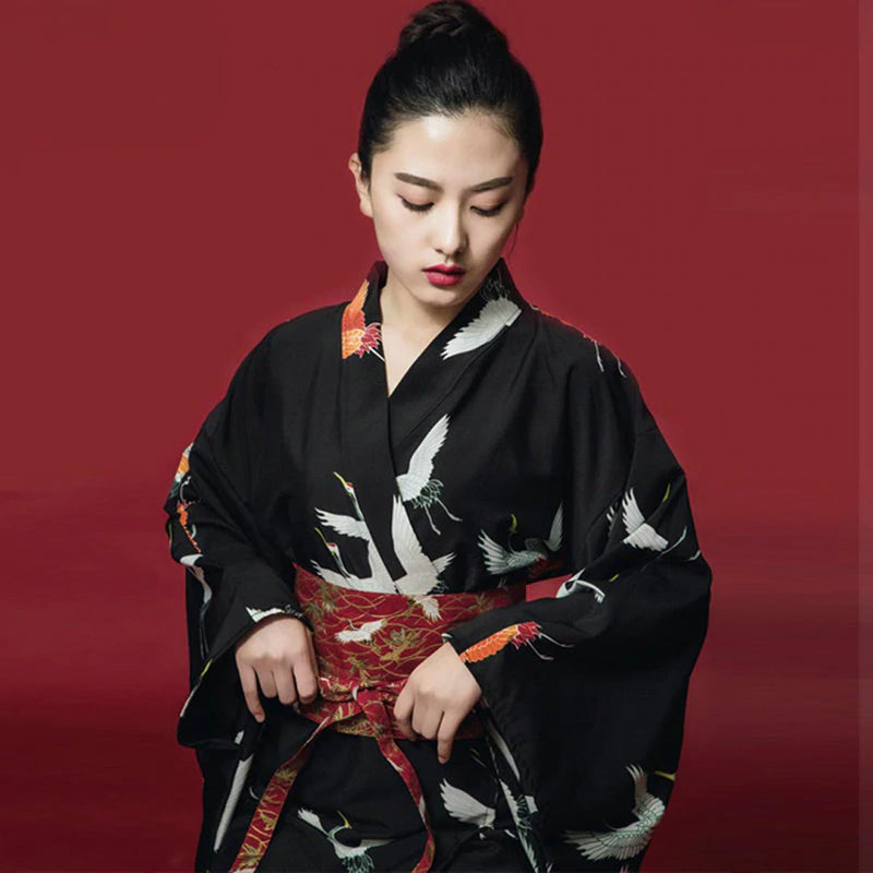 Kimono Long Noir Femme