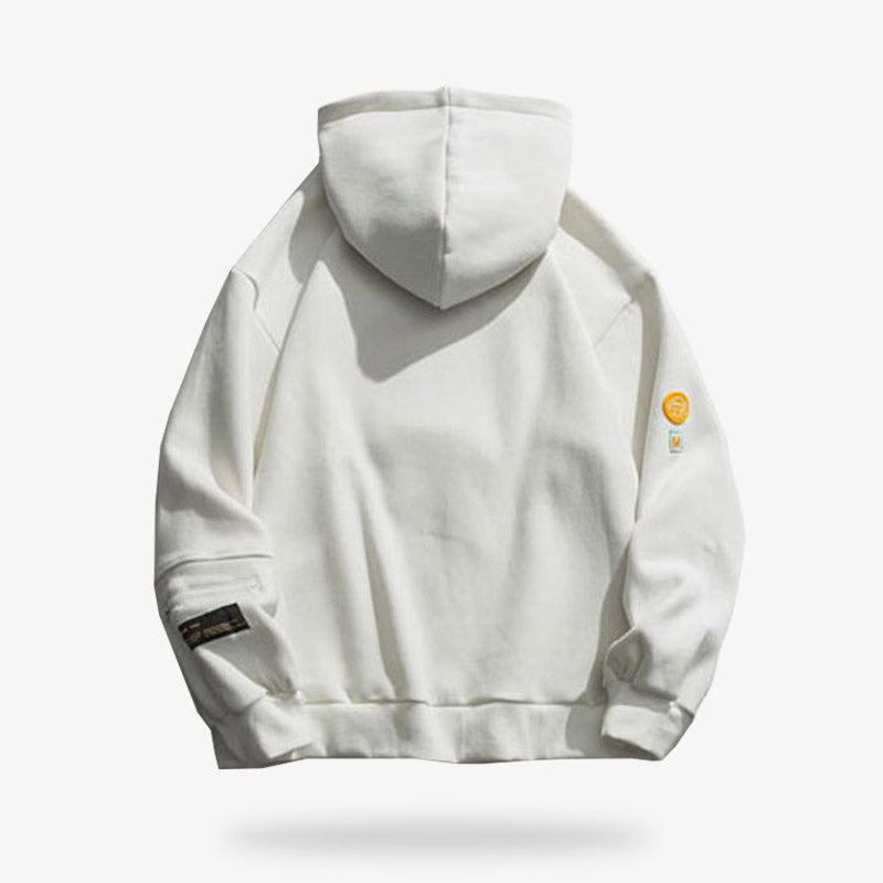 Une marque de sweat japonais blanc et oversize. Matière en coton doux pour un look streetwear Harajuku