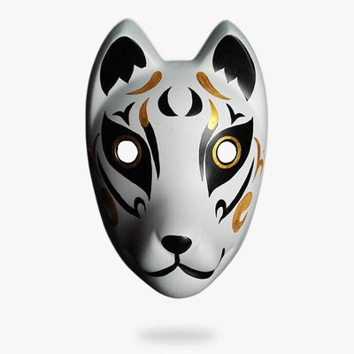 Ce masque de renard est peint à la main. Masque Japonais Kitsune blanc