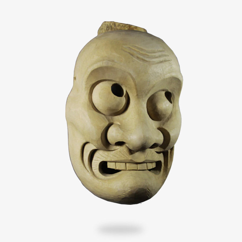 Ce masque japonais deco est un visage de vieil homme qui fait la grimace