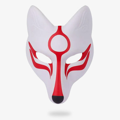 Masque japonais kitsune blanc et rouge Okami