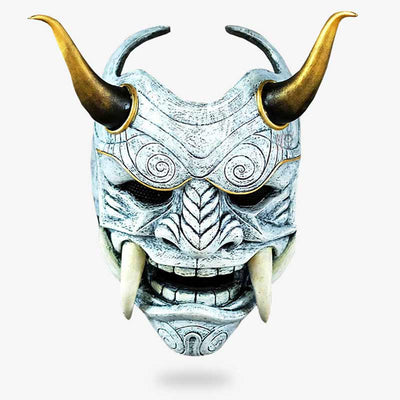 Ce masque japonais Oni s'inspire des démons japonais avec ces cornes et crocs