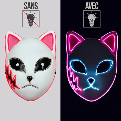 Masque kitsune lumineux LED