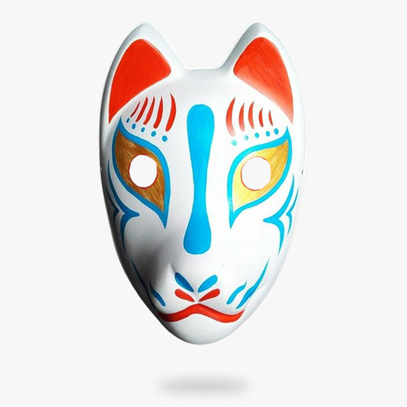 Ce masque manga est en forme de renard. ce masque kitsune est peint avec les couleurs du masque Texhnolyze