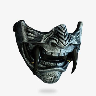 Masque oni argenté artisanal