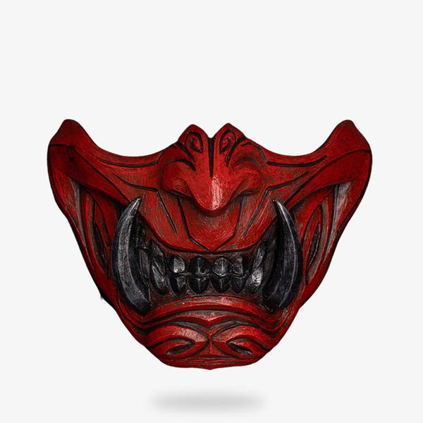 Le masque Oni japonais est porté par le guerrier samourai. Il représente un démon rouge aux dents ascérées