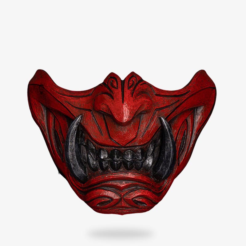 Le masque Oni japonais est porté par le guerrier samourai. Il représente un démon rouge aux dents ascérées