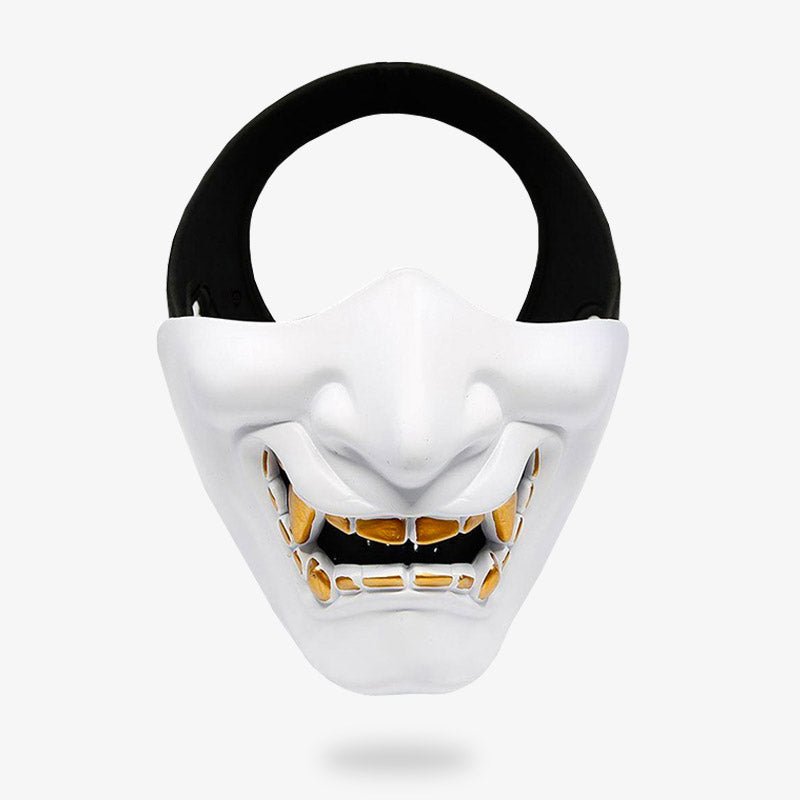 Ce masque shinobi est masque ninja blanc en forme de bouche de démon japonais oni
