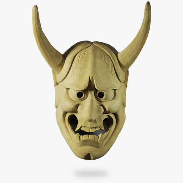 Cet Oni masque est un visage démon japonais. Ce masque Hannya a des cornes, des dents et des crocs acérés