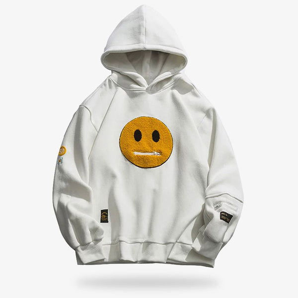 Ce sweat smiley blanc est confortable et oversize