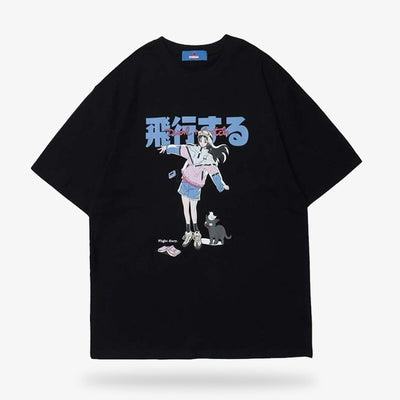 Ce t-shirt ecriture japonais femme de manga est un incontournable pour tous les amateurs de la mode japonaise. Style Harajuku garanti