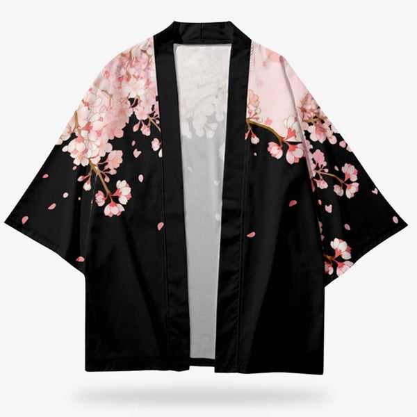 Ce haori japonais est une veste kimono japonais a fleur pour femme