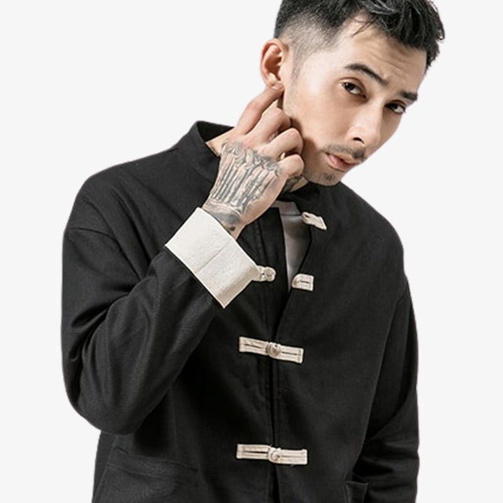 Veste japonaise col mao best sale